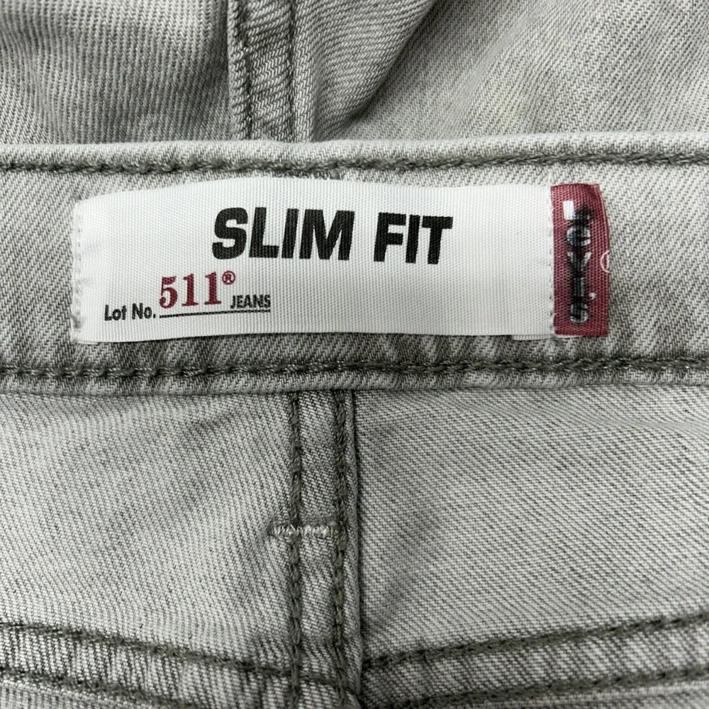 Levi's Jeans Mens 36x30 Gray Denim 511 Slim Fit Straight Light Wash Stretch